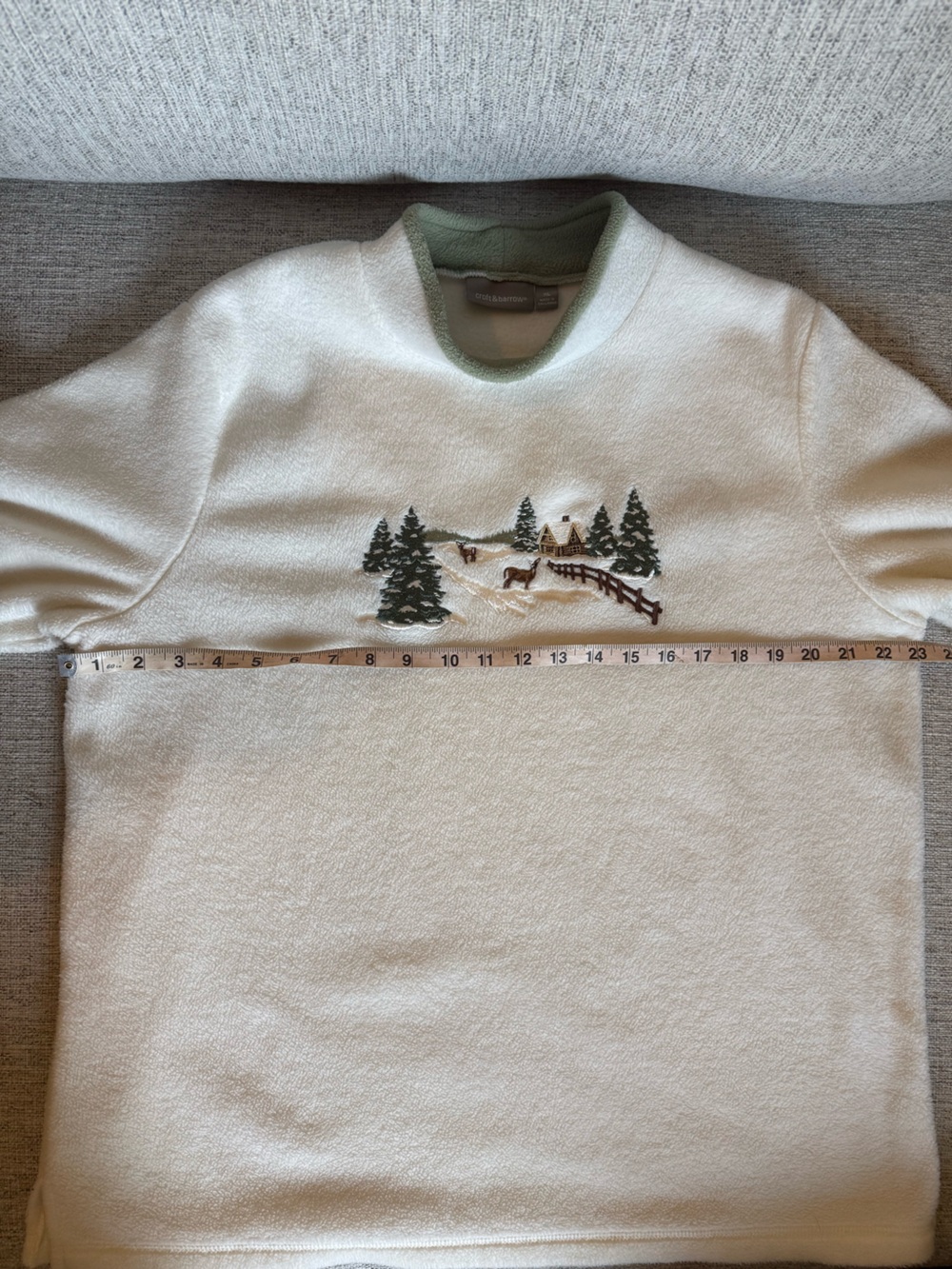 Croft & Barrow Cream Fleece Pullover Embroidered • Winter • Grandma Sweater• XL - Picture 3 of 6